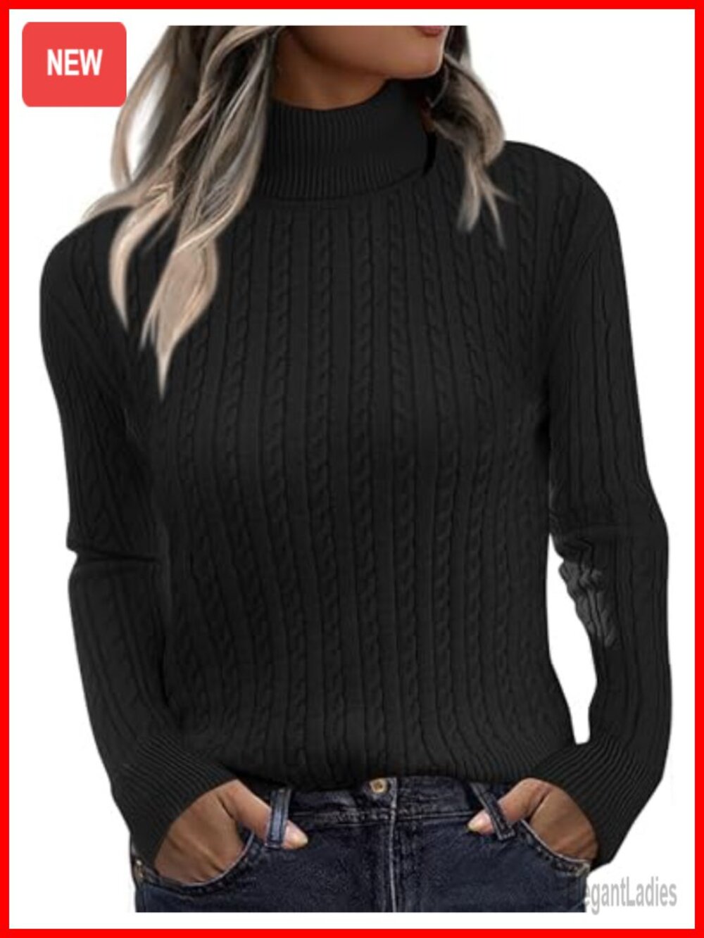 Zeagoo Women's Turtleneck Cable Knit Long Sleeve Pullover Sweater Fall Winter